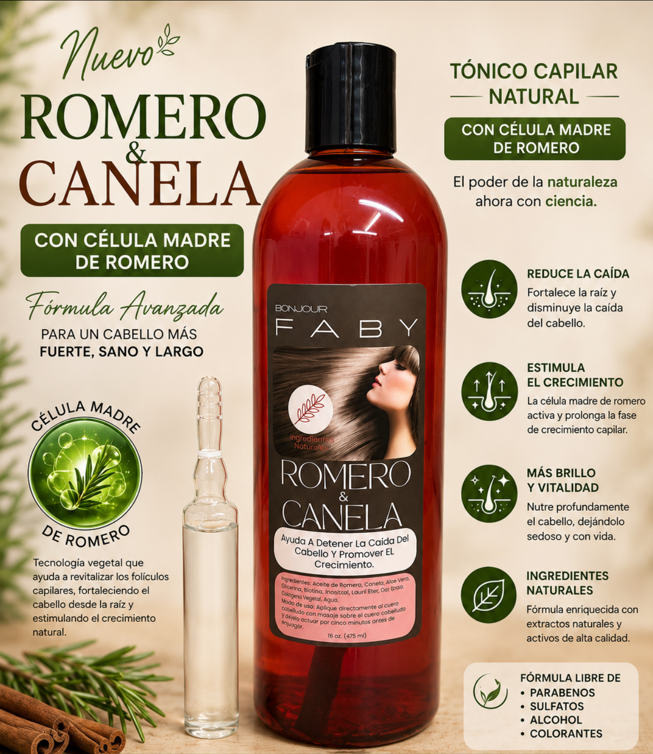 Shampoo De Romero Y Canela